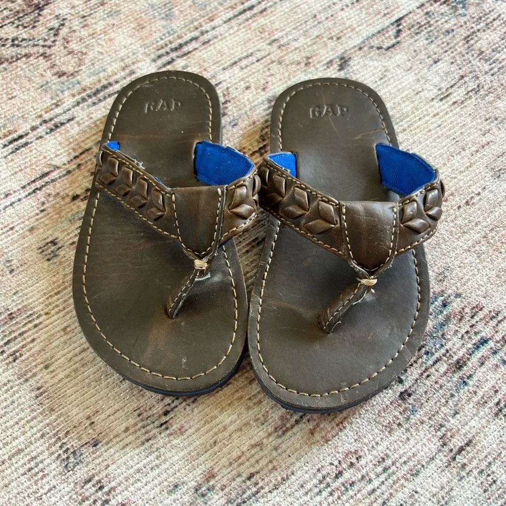 GAP Kids Brown Leather Braided Sandals Toddler size 9.5